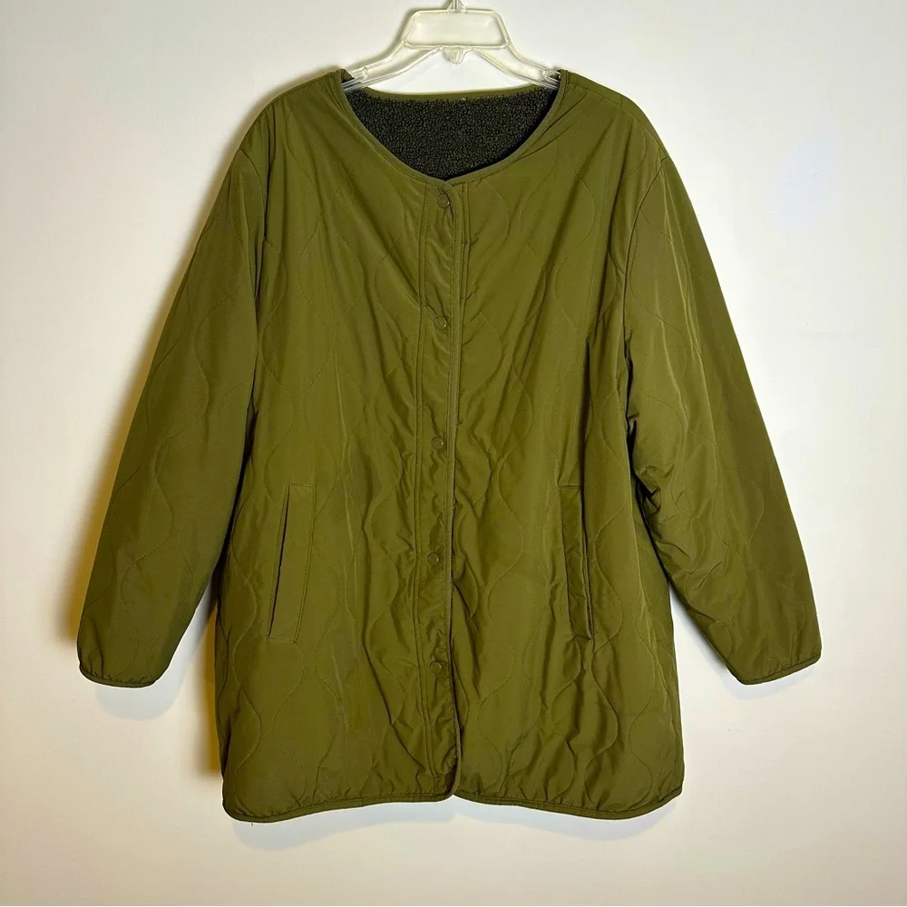 Koolaburra by UGG Reversible Sherpa Quilted Jacket, Olive Green | XXL - Picture 2 of 10